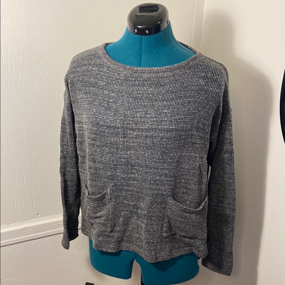 Cozy Gray Knit Pullover 100% cotton